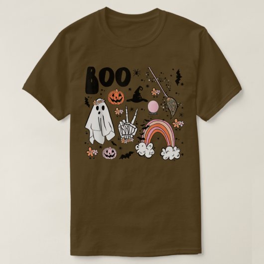 Herfst Cute Ghost Spooky Babe Groovy Hippie T-shirt (Design voorkant)