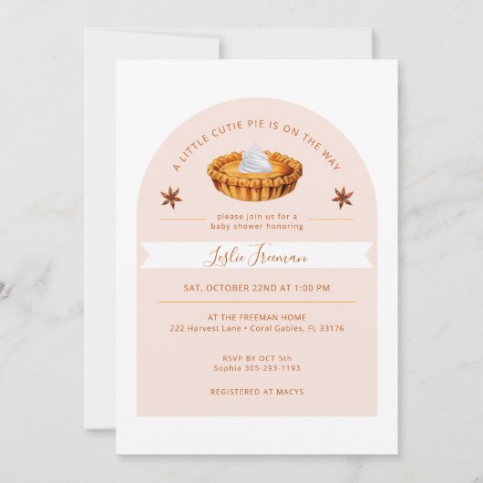 Herfst Cutie Pie Baby shower Uitnodiging (Voorkant)