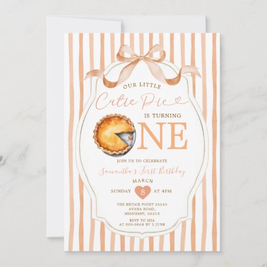 Herfst Cutie Pie Bow Ribbon Gingham Verjaardag Kaart (Voorkant)