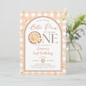 Herfst Cutie Pie Pumpkin Gingham 1e verjaardag Kaart (Staand voorkant)