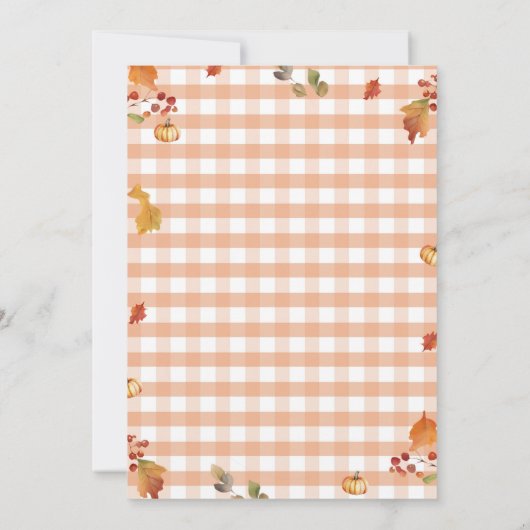Herfst Cutie Pie Rustiek Sinaasappel Gingham 1e Ve Kaart (Achterkant)
