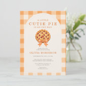 Herfst Cutie Pie Strik QR Code Baby Shower Kaart (Staand voorkant)