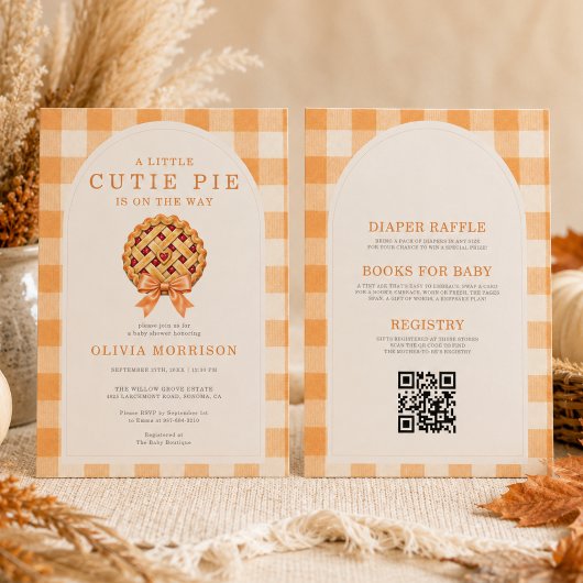 Herfst Cutie Pie Strik QR Code Baby Shower Kaart