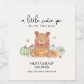 Herfst Cutie Pumpkin Pie Teddy Bear Baby shower Wijn Etiket (Enkel label)