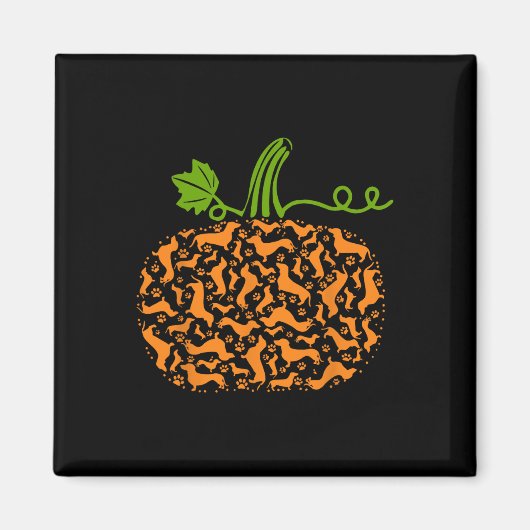 Herfst Dachshund Doxin Pumpkin Fun Halloween Dog L Magneet (Voorkant)