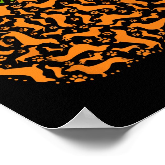 Herfst Dachshund Doxin Pumpkin Fun Halloween Dog L Poster (Hoek)