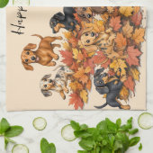 Herfst Dachshund Puppy's Theedoek (Gevouwen)
