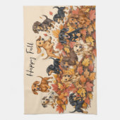 Herfst Dachshund Puppy's Theedoek (Verticaal)