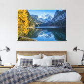 Herfst Dachstein Mountain Reflecterend in Gosausee Canvas Afdruk (Insitu (Slaapkamer))