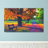 herfst dag in parkmuur canvas afdruk (Insitu (Houten vloer))