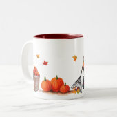 Herfst Dag met pompoenen en luiers Tweekleurige Koffiemok (Voorkant links)