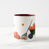 Herfst Dag met pompoenen en luiers Tweekleurige Koffiemok (Center)