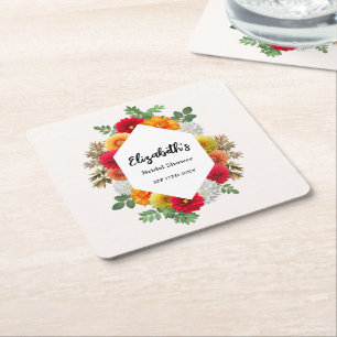 Herfst Dahlia Bloem Bruiloft Bridal Shower Kartonnen Onderzetters