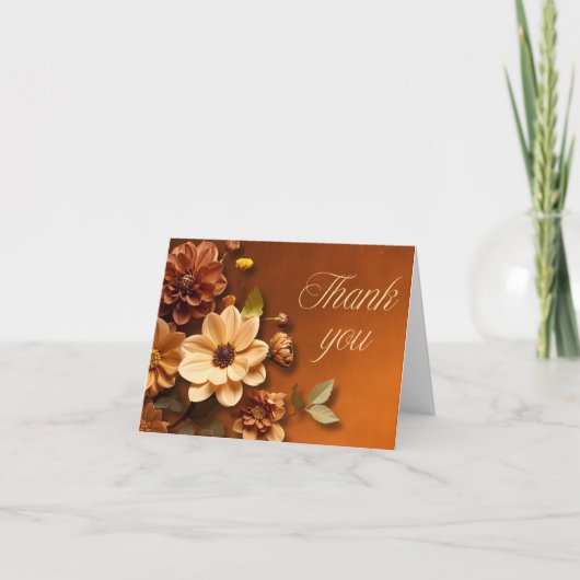 Herfst Dahlia Bloem Koperen Bedankkaart (Voorkant)
