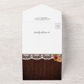 Herfst Dahlia Bloem Mason Pot QR Code Houten Bruil All In One Uitnodiging (Buitenkant)