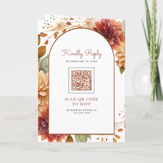 Herfst Dahlia Bloem Pot QR Code Huwelijk (Achterkant)