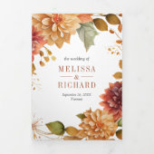 Herfst Dahlia Bloem Pot QR Code Huwelijk Drieluik Uitnodiging (Cover)
