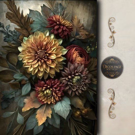 Herfst Dahlia Bloemboeket Decoupage Tissuepapier