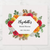 Herfst Dahlia Bloemige Bruiloftsshower Sparkling Wijnetiket (Enkel label)