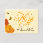 Herfst Dahlia Branch Moderne Trouwplaats Kaarten Plaatskaartje (Achterkant)