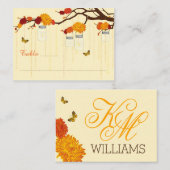 Herfst Dahlia Branch Moderne Trouwplaats Kaarten Plaatskaartje (Voorkant / Achterkant)