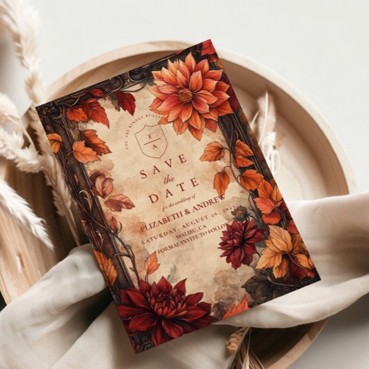 Herfst Dahlia Elegantie Bruiloft Save The Date