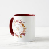 Herfst Dahlia Krans Schrift Pompoen Mok (Voorkant links)