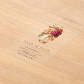 Herfst Dahlia Mason Pot Huwelijk Save the Date Acryl Uitnodigingen (Laagn)
