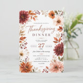 Herfst Dahlia Thanksgiving Dinner Kaart (Staand voorkant)