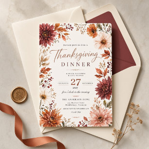 Herfst Dahlia Thanksgiving Dinner Kaart