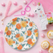 Herfst Dahlias Floral Waterverf Pattern Papieren Bordje (Feest)