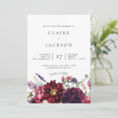 Herfst Dahlias Modern Huwelijksuitnodiging Kaart (Staand voorkant)