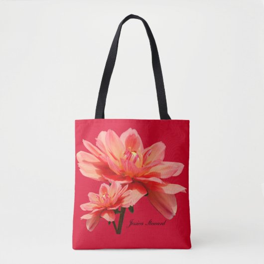 "Herfst Dahlias" Rood alles-over-druk schouder Tas (Voorkant)
