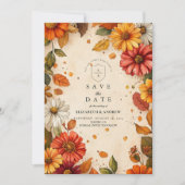 Herfst Daisy Bloemenbruiloft Save The Date (Voorkant)