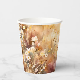 Herfst Daisy Wildflowers Waterverf bruiloft Papieren Bekers