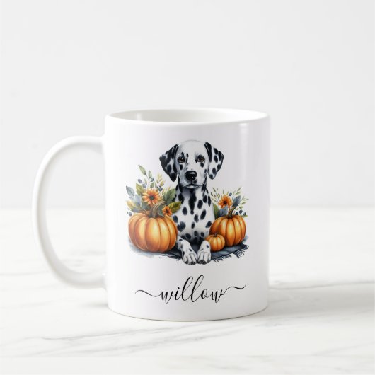 Herfst Dalmatische hond Mok met gepersonaliseerde  (Links)