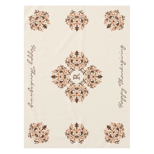 Herfst damast monogram classy tafelkleed (Voorkant)