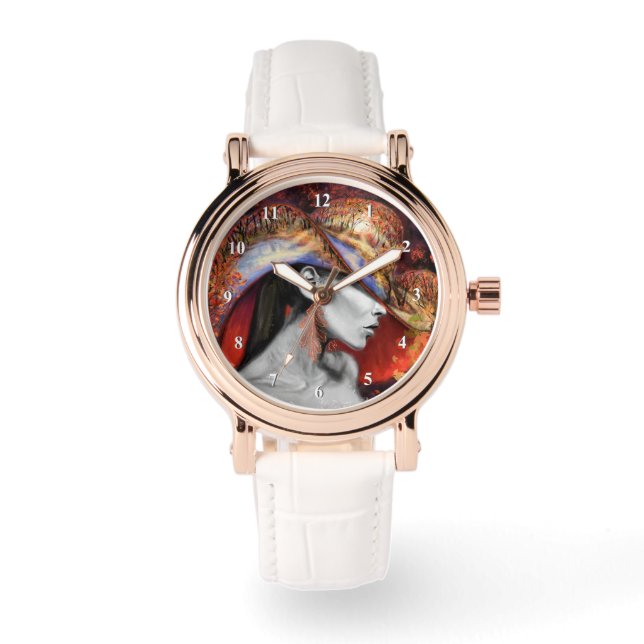 Herfst Dame Horloge - Schilderij (Voorkant)