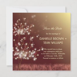 Herfst Dandelions Brown Wedding Save the Date