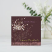 Herfst Dandelions Burgundy Wedding Save the Date (Staand voorkant)