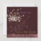 Herfst Dandelions Burgundy Wedding Save the Date (Voorkant)