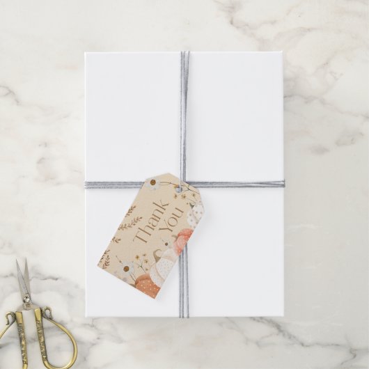 Herfst Dank Je Kaart Pompoen Boho Cadeaulabel (Met Touw)