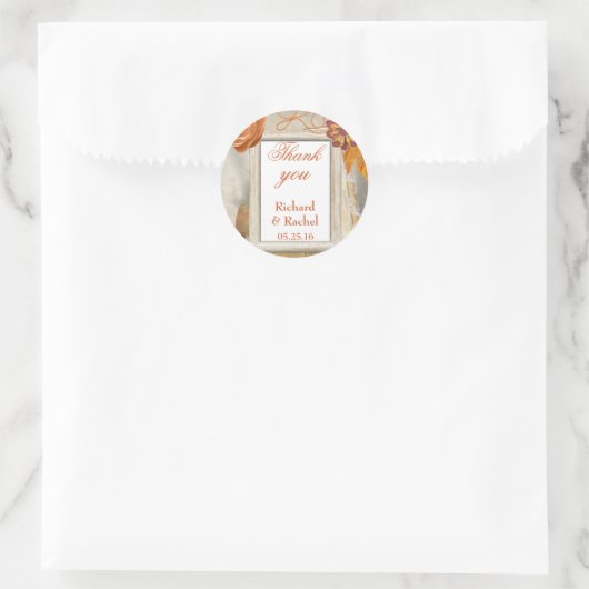 Herfst Dank u Ronde Sticker (Tas)