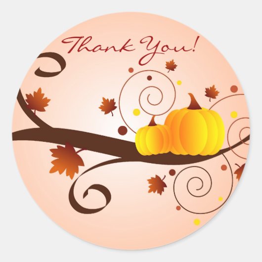 Herfst dank u! -sticker ronde sticker (Voorkant)