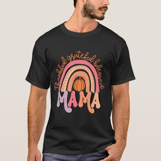 herfst Dank voor Grateful Blessed MAMA Graphic Des T-shirt (Voorkant)