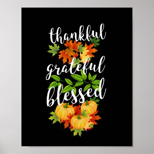 Herfst Dankbaar Gezegend Fall Bloemrijk Poster (Voorkant)
