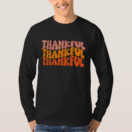 Herfst Dankbaar Thanksgiving Retro Golvend Dankbaa T-shirt (Voorkant)