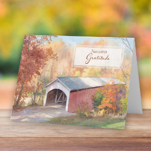 Herfst Dankbaarheid Overdekte Brug Thanksgiving Kaart