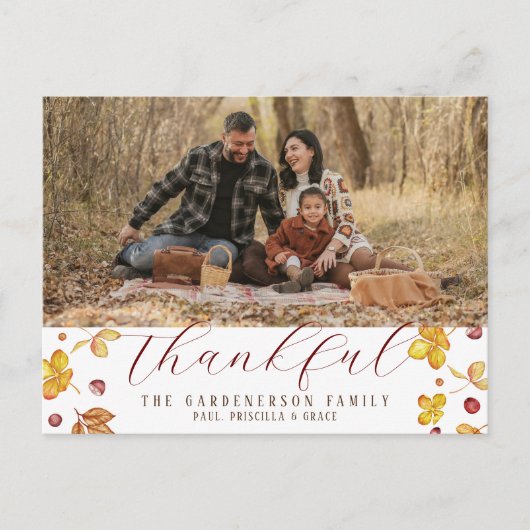 Herfst Dankbare Foto   Briefkaart (Voorkant)