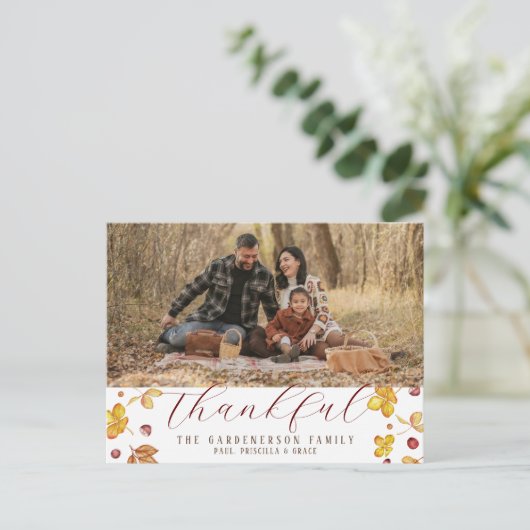 Herfst Dankbare Foto   Briefkaart (Staand voorkant)
